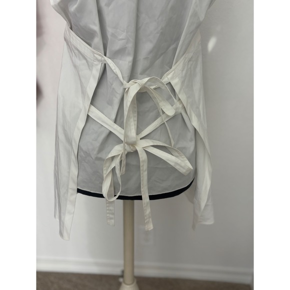 Helmut LangWhite Sleeveless Top Tunic Shirt Dress Tie Back Mandarin CollarPocket - Picture 10 of 16